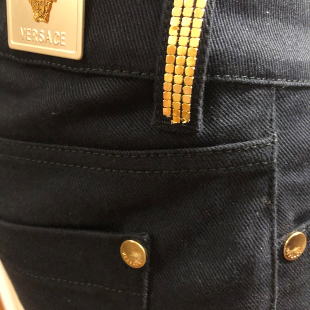 Versace Black jeans with gold bling embellishments NWOT 28 in waist 28